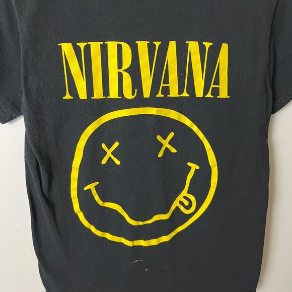 Nirvana Graphic Tee Smiley Face Black Adult Extra Small Unisex Fit - Picture 12 of 12